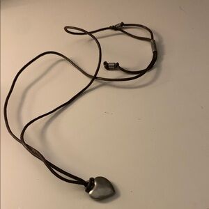 Brown Cord Necklace with Silver Heart Pendant